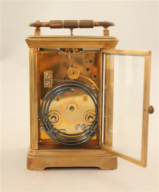 An Edwardian ormolu hour repeating carriage clock, 5.5in.